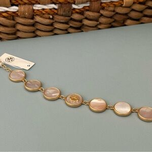 Tory Burch Gold and Mother of Pearl Panel Bracelet